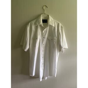 Vtg wrangler long tail white pearl snap 15 1/2
